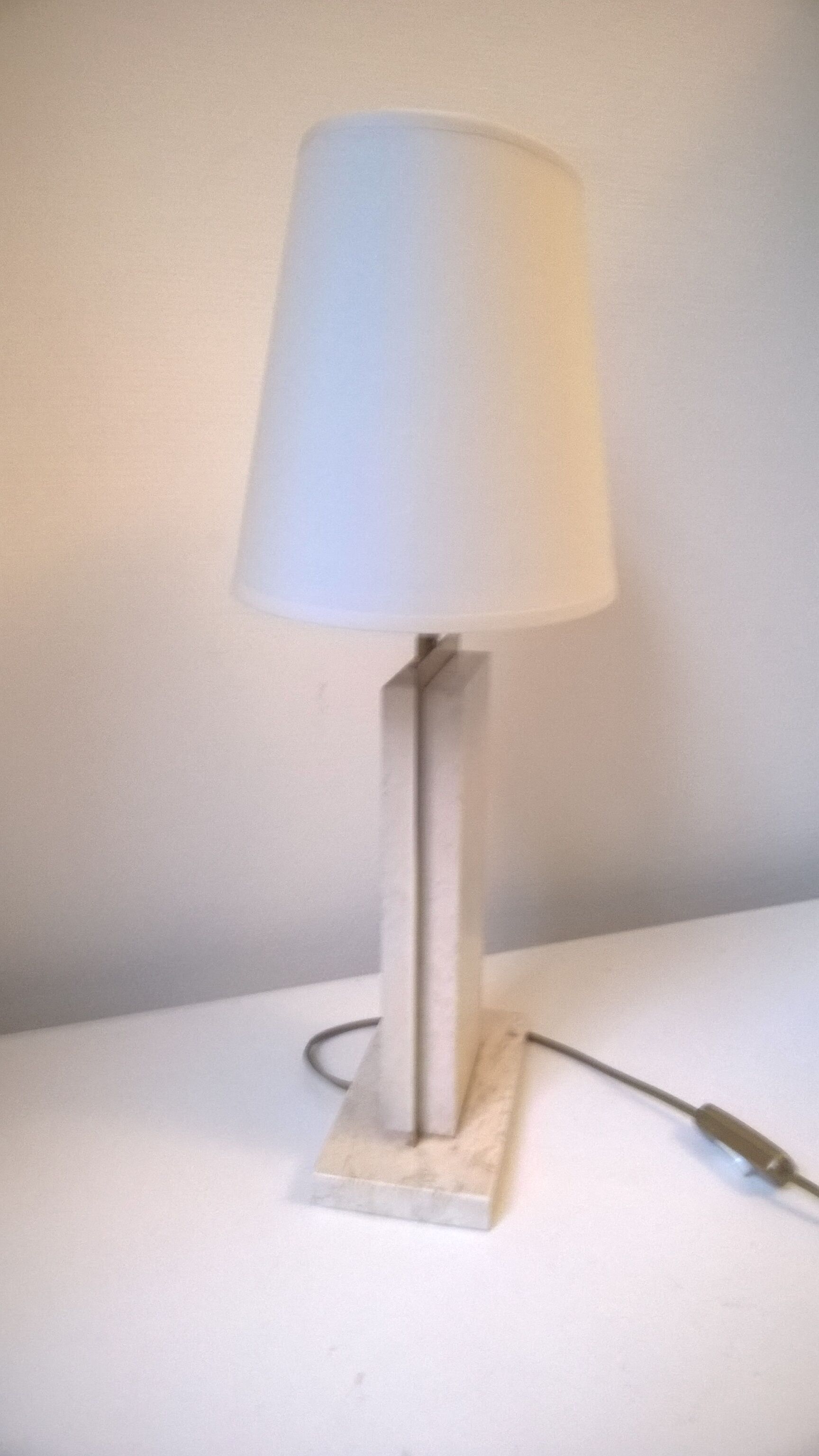 Travertine and gilded brass table lamp by Camille Breesch Belgium 1970