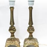 Pair of neo-classical lamps 1970 gold metal