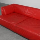 Red Mid-century 3-seater Leather Sofa by Edra, Italy 2000