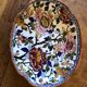 Ceramic hollow dish gien France decoration flowers peony hand painted