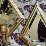 Set of 2 vintage wall lights with integrated candle holder and bis mirror