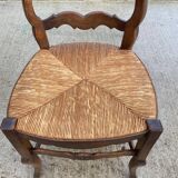 8 Louis XV chairs in solid oak and straw with shell sculptures