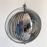 Suspension lune en aluminium chromé Space Age, lampe à lamelles Verner Panton