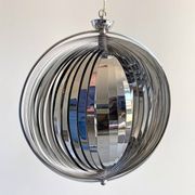 Space Age chrome aluminium moon hanging lamp,  slat lamp