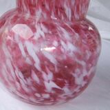 Vase ball old Clichy collection blown glass speckled white pink