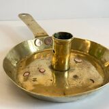 LOW HAND BRASS CANDLESTICK ANTIQUE