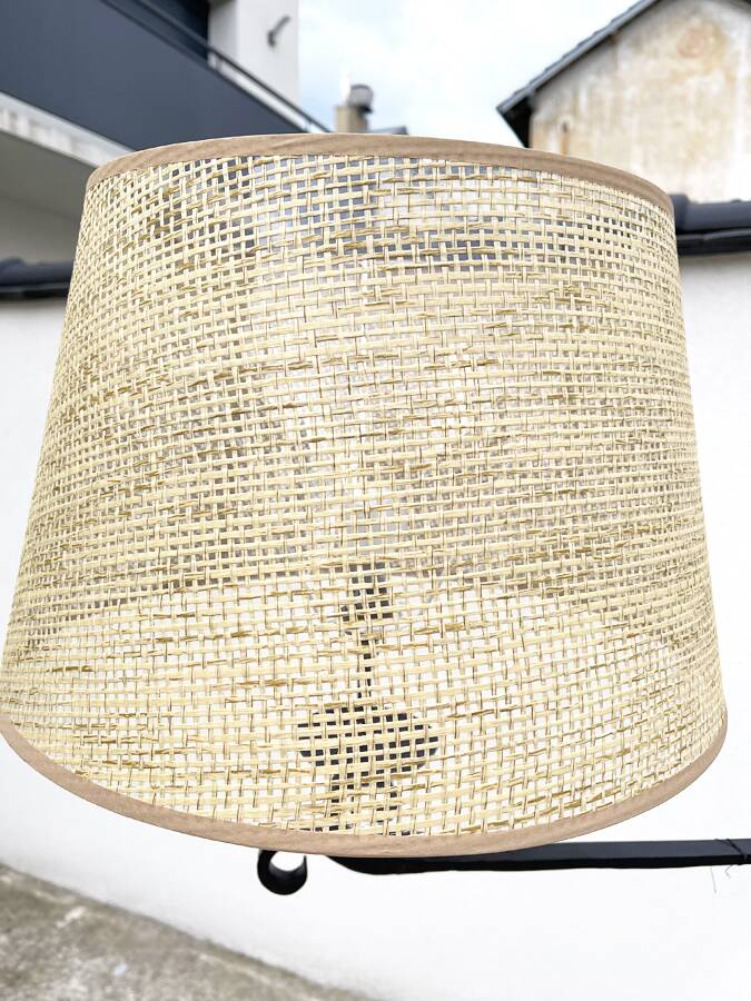 Wrought iron and cane floor lamp, 1970