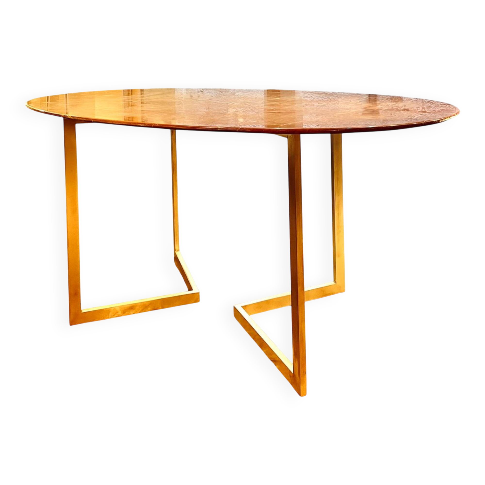 Table ovale en marbre rouge Alicante années 70