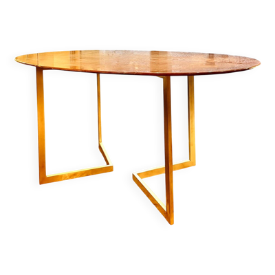 Table ovale en marbre rouge Alicante années 70