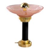 Art Deco bedside lamp with signed Muller glass.