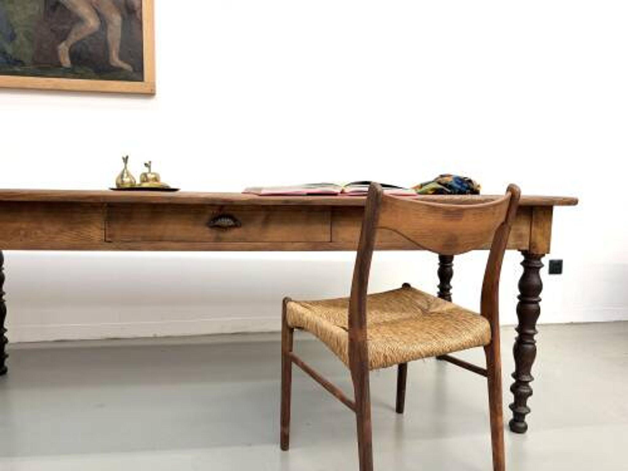 Table de ferme de 4 mètres en pin massif, vers 1900