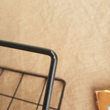 Vintage black metal wire magazine holder