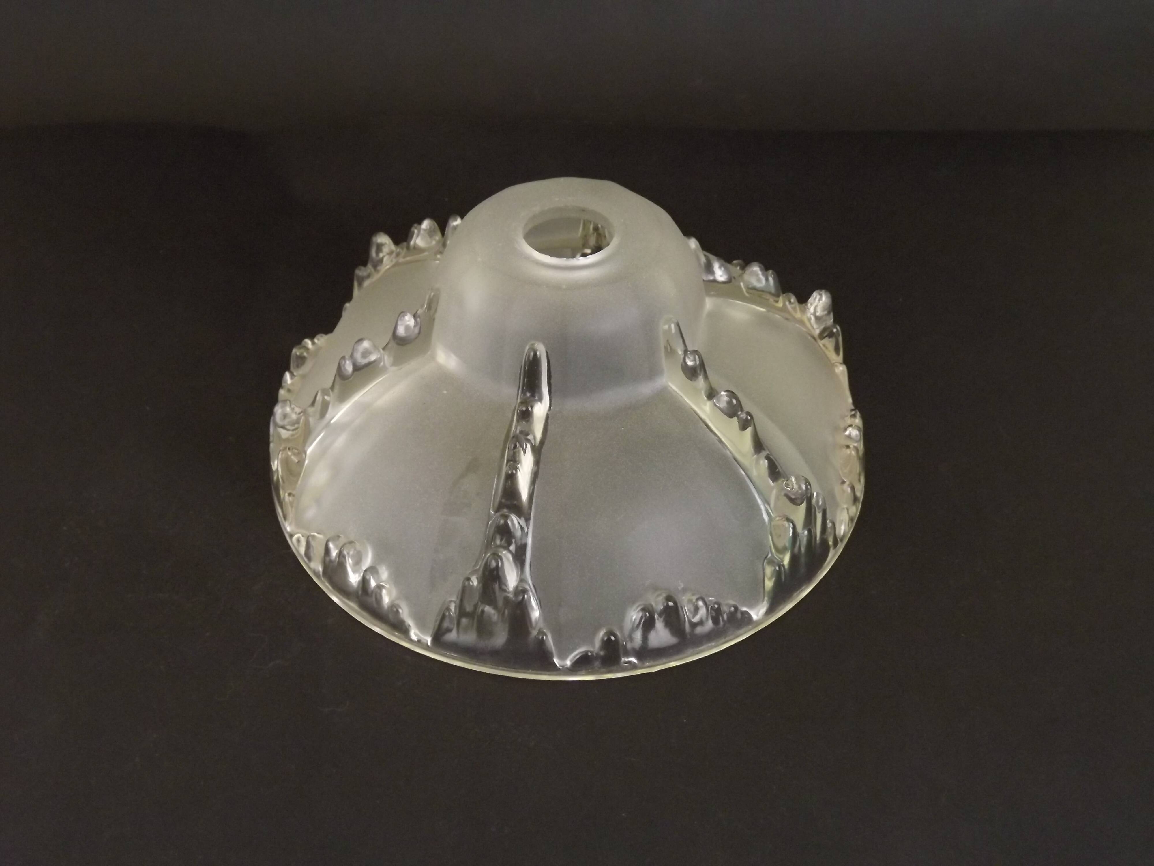 Signed ezan france frosted glass icicle shades set of 3 – art deco lighting