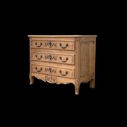 Louis XV style chest of drawers, solid raw oak, 1920.