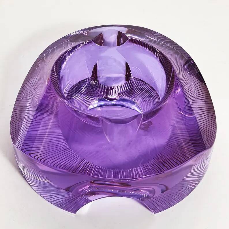 Rare Purple Glass Ashtray - Moser 1960s