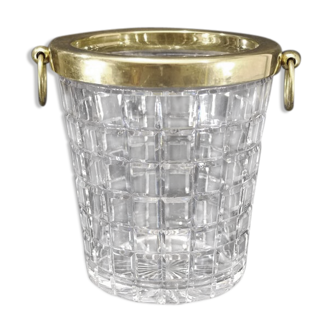 French crystal champagne bucket with gold-plated edge