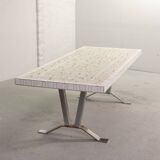 Large Denisco Style Vintage Design Ceramic Tiles Coffee Table + Chrome Base