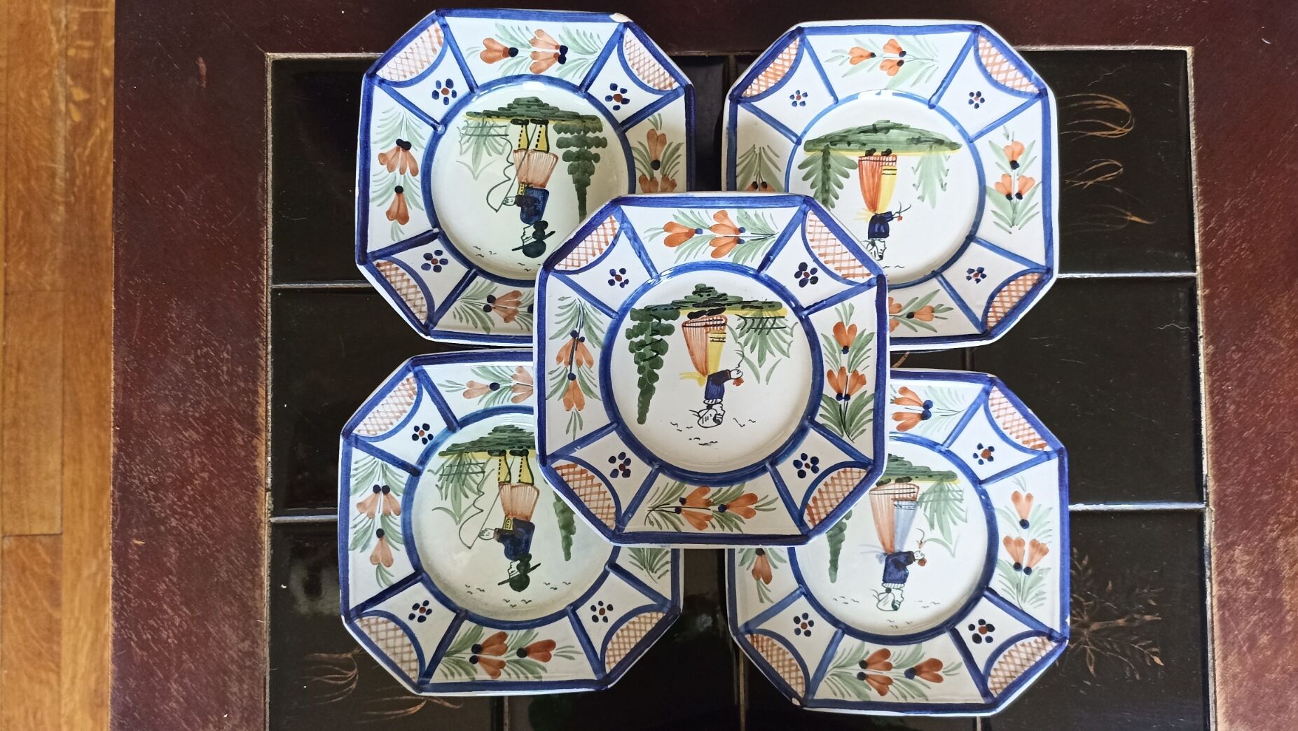 Old dessert service HB Quimper from the 20s