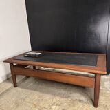 Vintage oak and slate coffee table