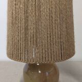 Vintage ball lamp in enamelled stoneware and jute rope