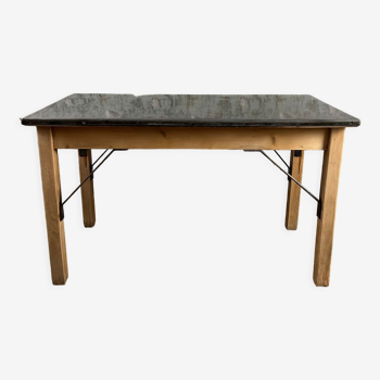 Vintage wood and metal dining table