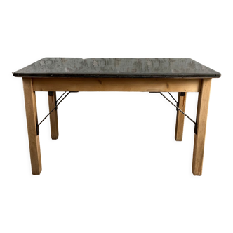 Vintage wood and metal dining table