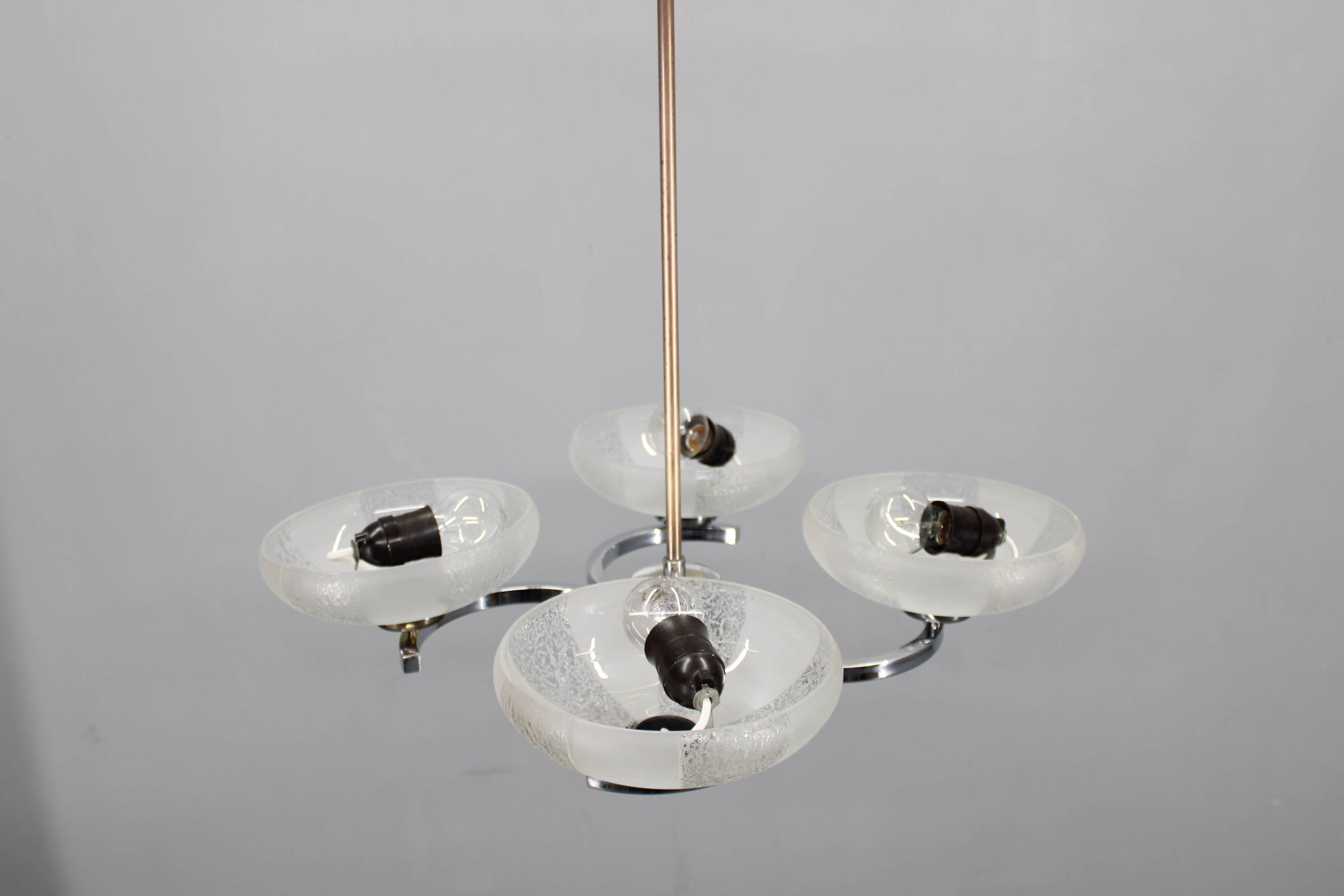 1950s Chrome and Glass Chandelier by Napako, Czechoslovakia