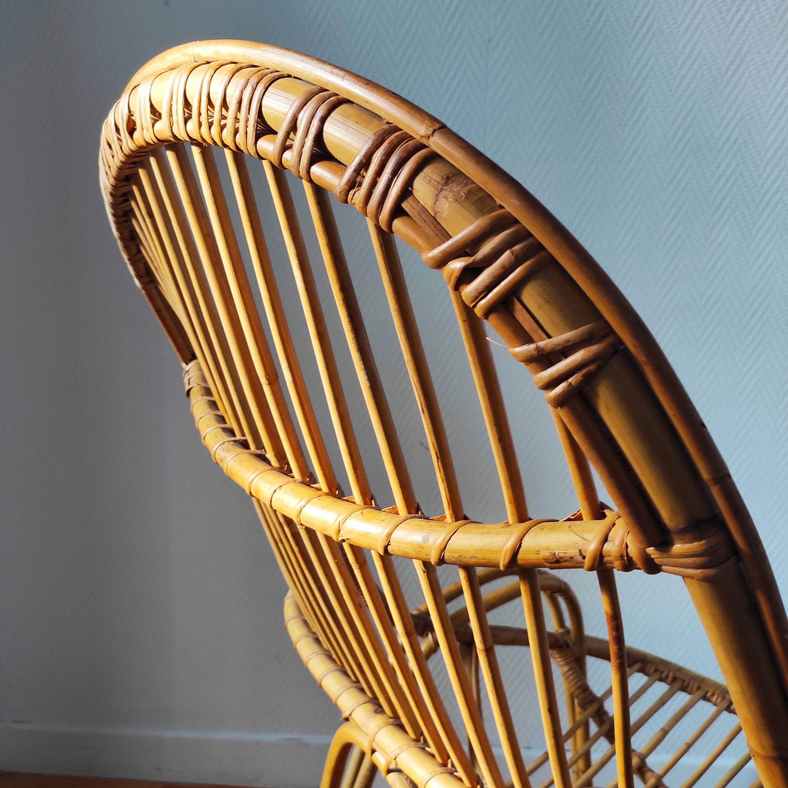 Fauteuil en rotin 1950/60