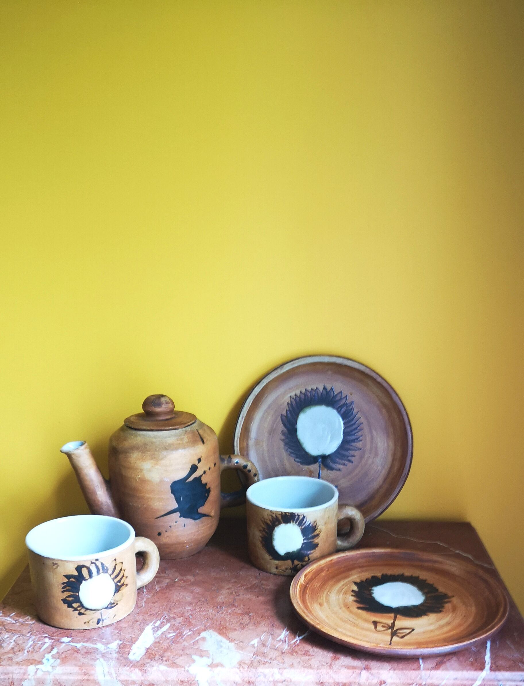 Service à thé signé Poterie de la Colombe années 50-60