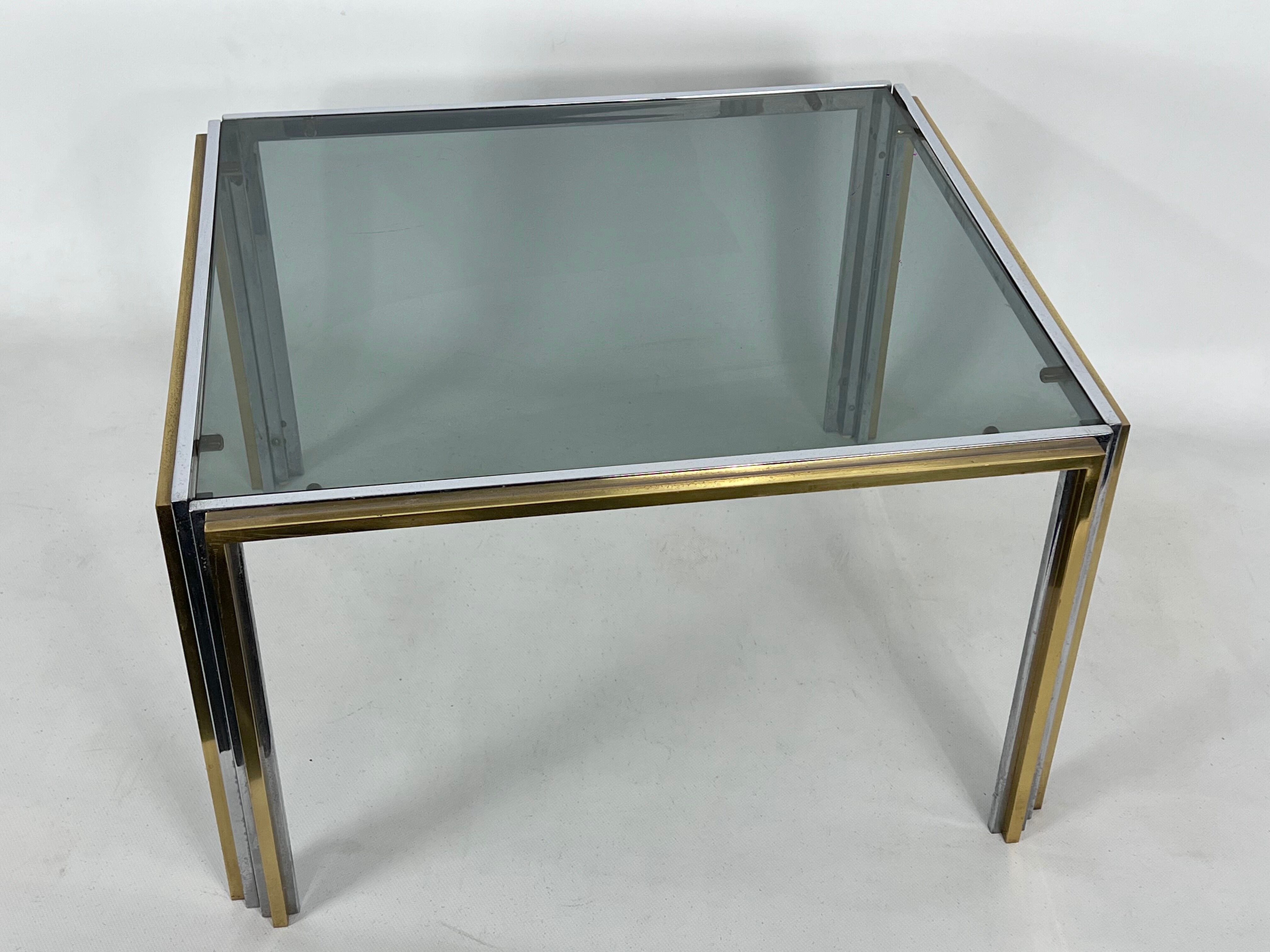 Mid-Century Modern chrome and brass side table, Romeo Rega style. 70s
