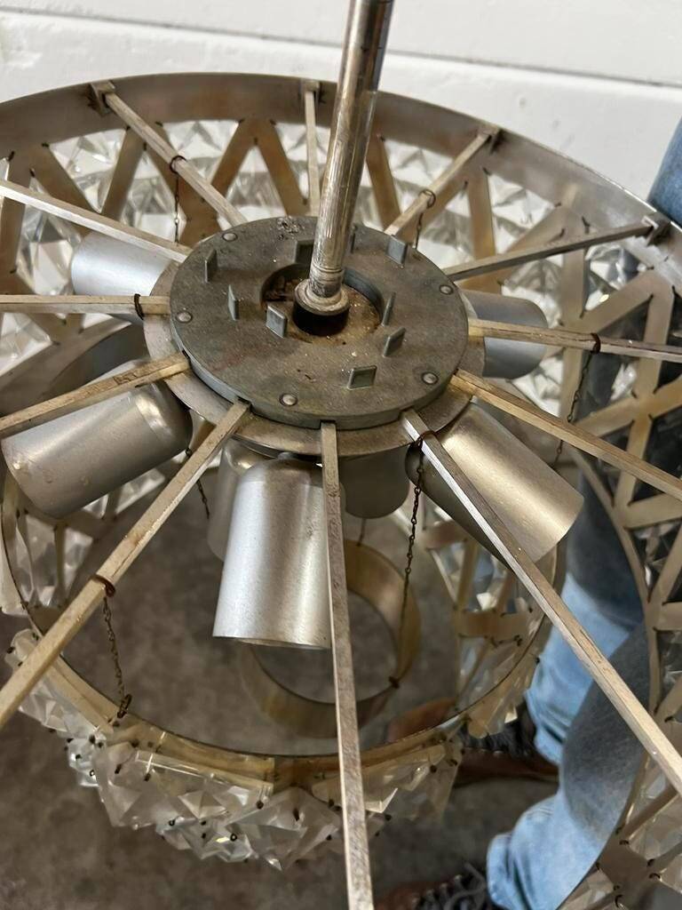 Vintage XL glass chandelier / Kinkeldey pendant light