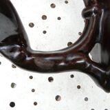 Patère d'époque art nouveau, 1910, en fonte émaillée, marron
