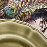 5 Lunéville Moss Green dessert plates.