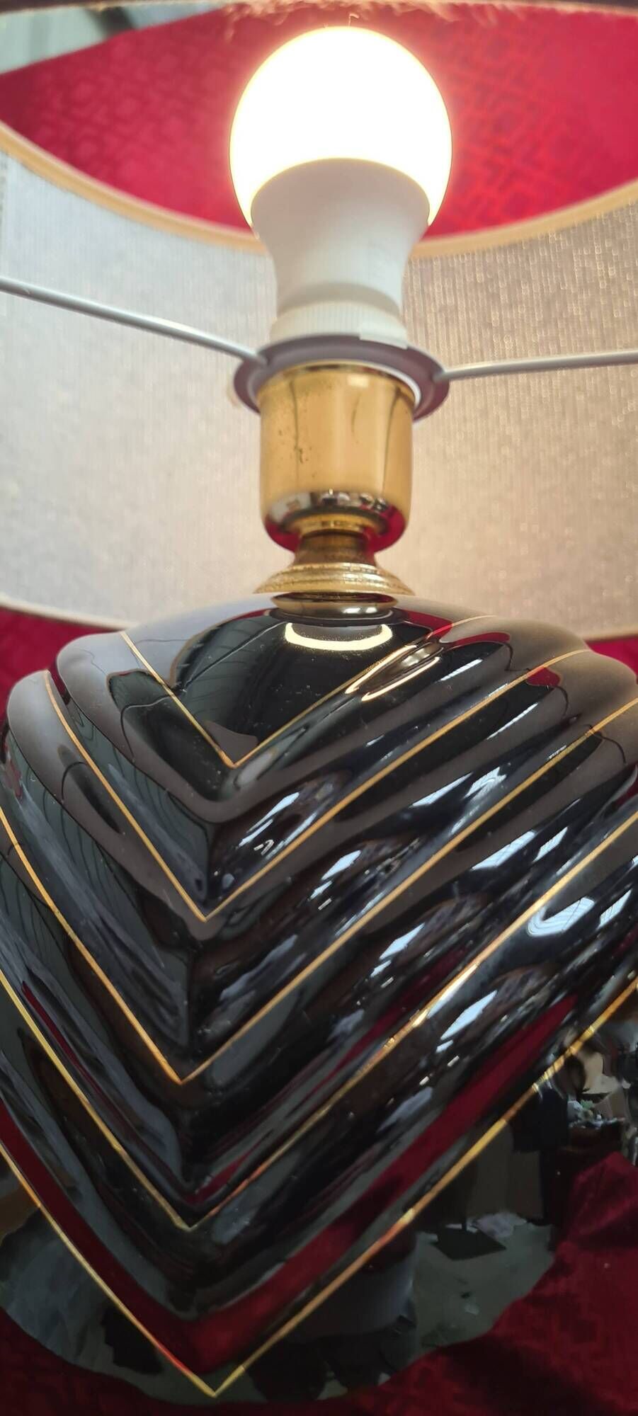 70s ceramic ball lamp with edging h42x35 elec ok check