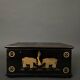 20th century Indian wooden box black lacquer decorated with animals with gold highlights