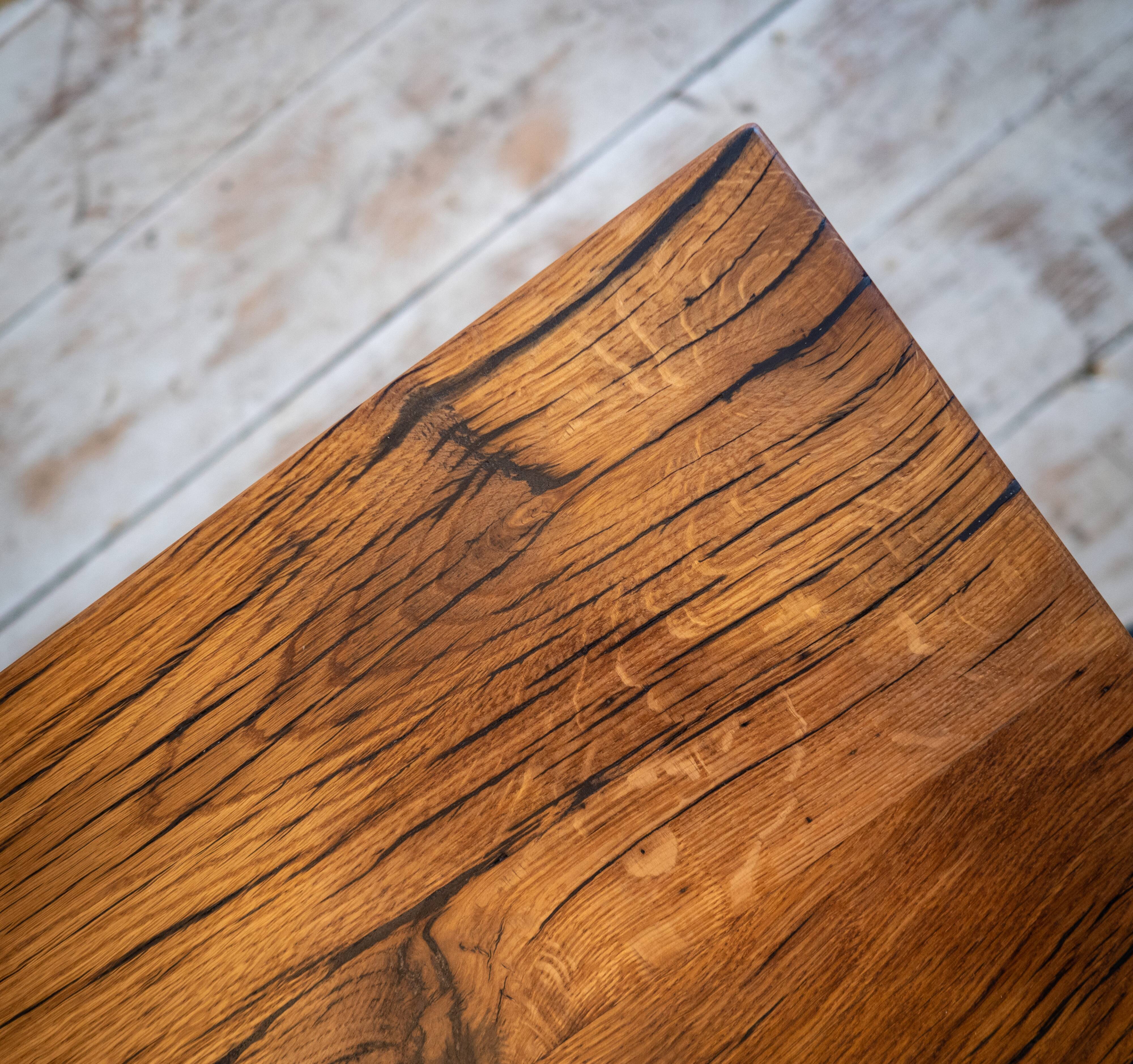 Bamford table oak-reclaimed wood cast iron