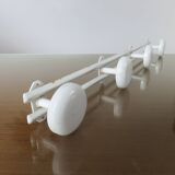 Wall coat rack with 4 hooks in white lacquered metal 1970