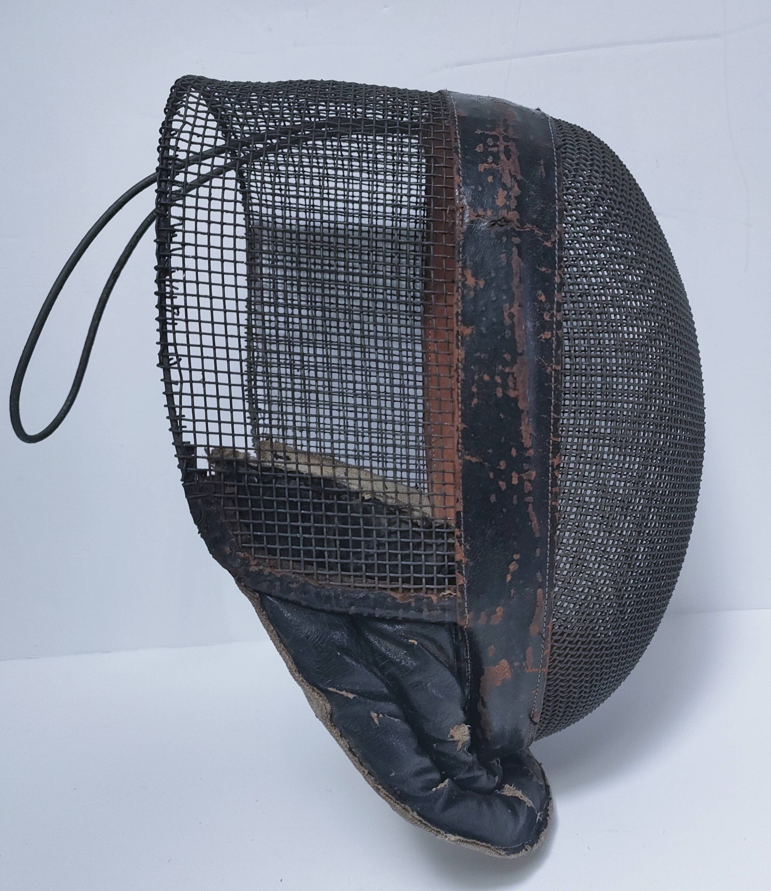 metal and leather fencing mask, early 20th century