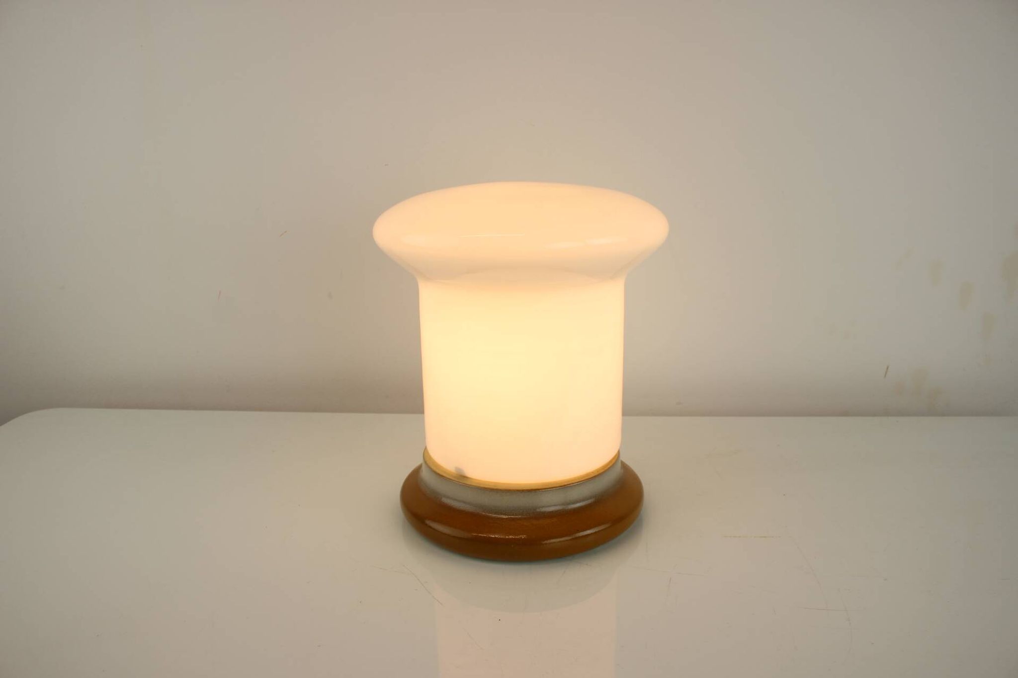 Vintage Glass and Ceramic Table Lamp Osvetlovaci Sklo Valasske Mezirici, 1970s