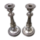 Pair of silver metal candle holders