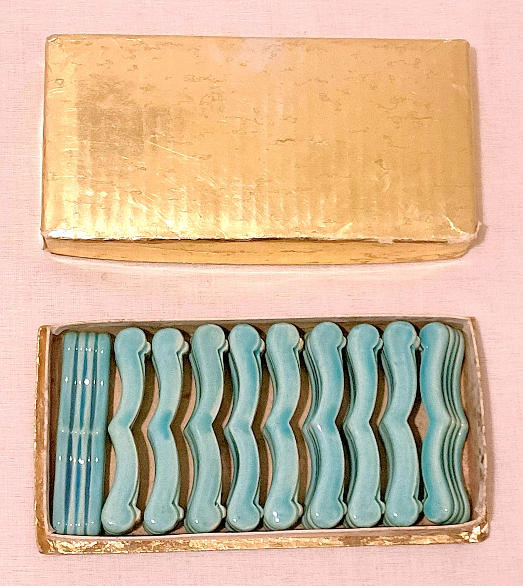 Set of 10 Art-Nouveau ceramic knife holders in perfect condition