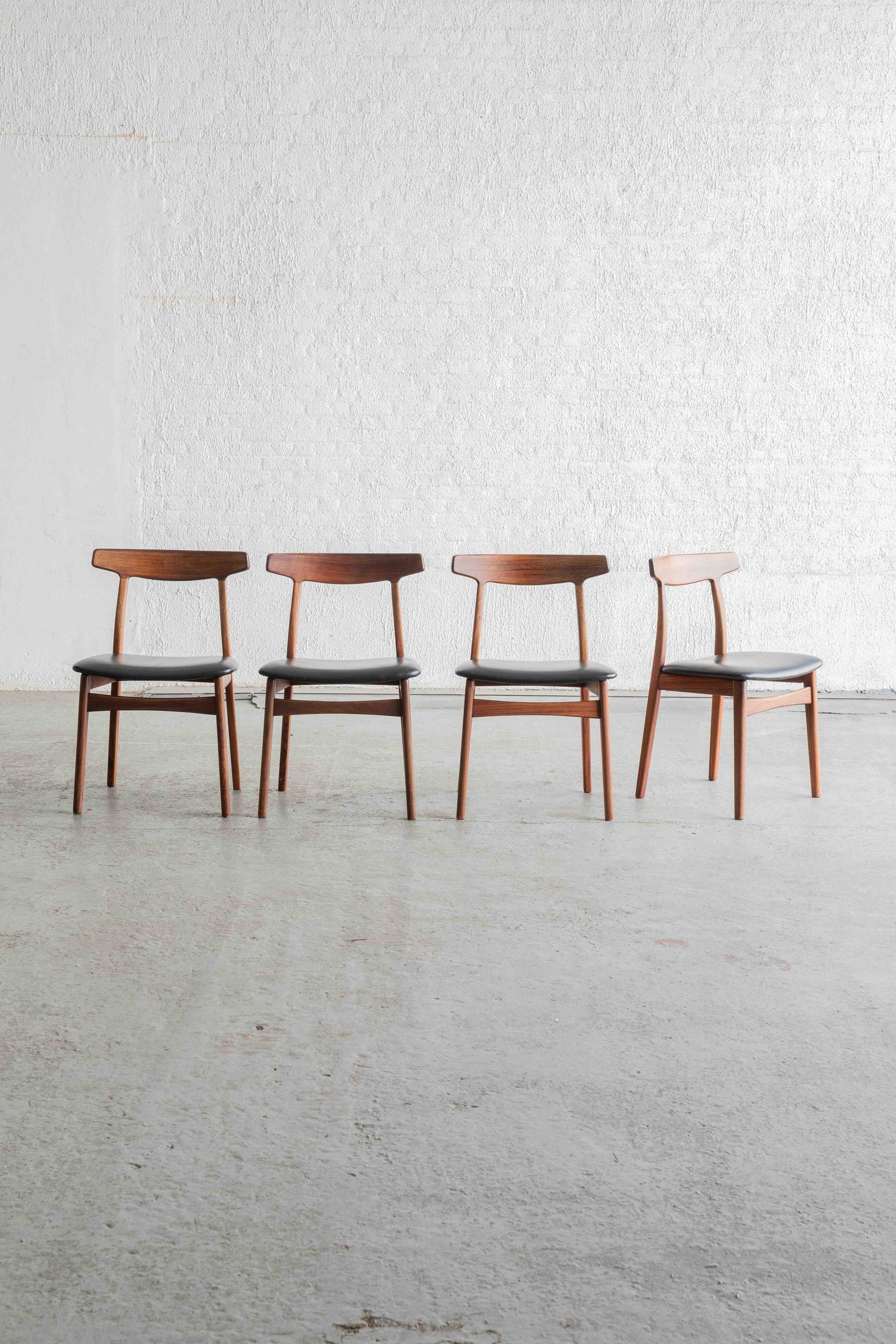 Dining chairs 'model 60' by Hennig Kjaernulf for Bruno Hansen, Denmark 1960