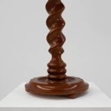 Solid oak Art Deco side table or pedestal with twisted base, France 1940s