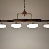 Arlus chandelier with 6 lights in opaline and brass from the 60s/70s