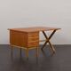 Teak and oak double-sided desk with X-shaped legs