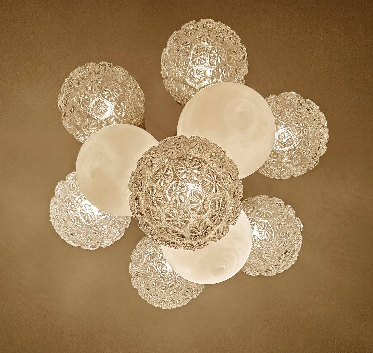 Large  Vintage Glass Pendant Light, 1960s
