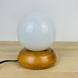 Opaline globe pine lamp from the 60s