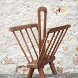 Vintage brutalist wooden magazine rack, magazine holder, newspaper, magazine.