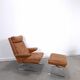 Vintage COR Swing armchair with ottoman, Reinhold Adolf, cognac leather
