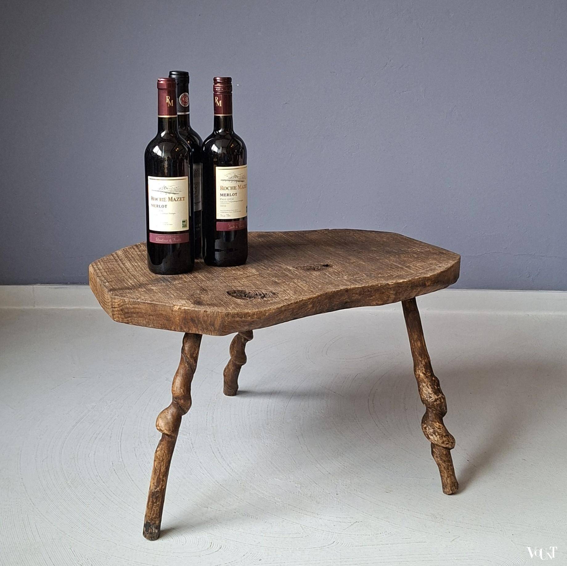 Antique French tree trunk side table, circa 1920s
